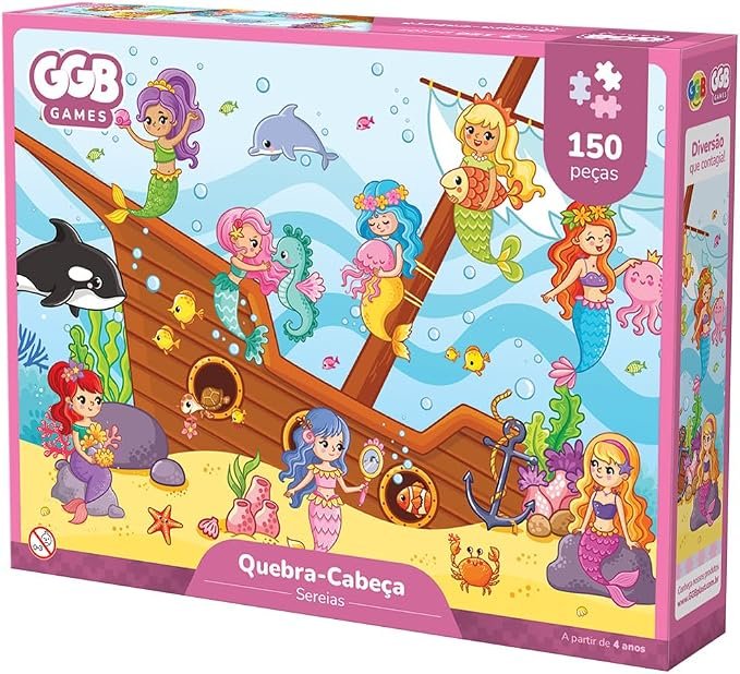 GGB Quebra-Cabeça Infantil Sereias 150 Peças