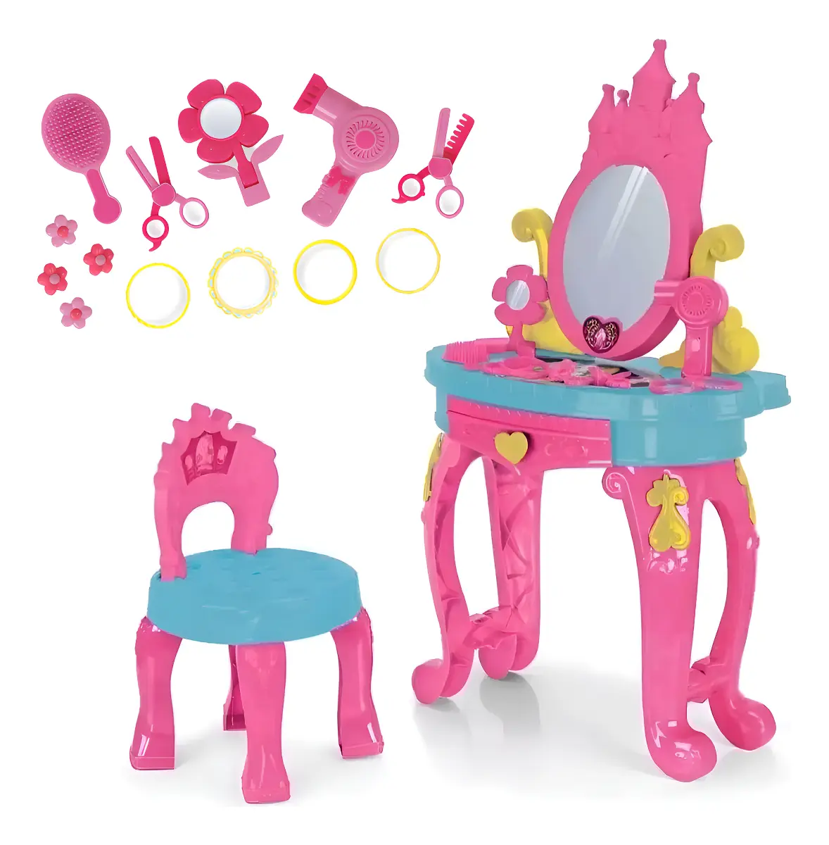 PENTEADIERA INFANTIL PRINCESAS COM ACESSÓRIOS - ROSA
